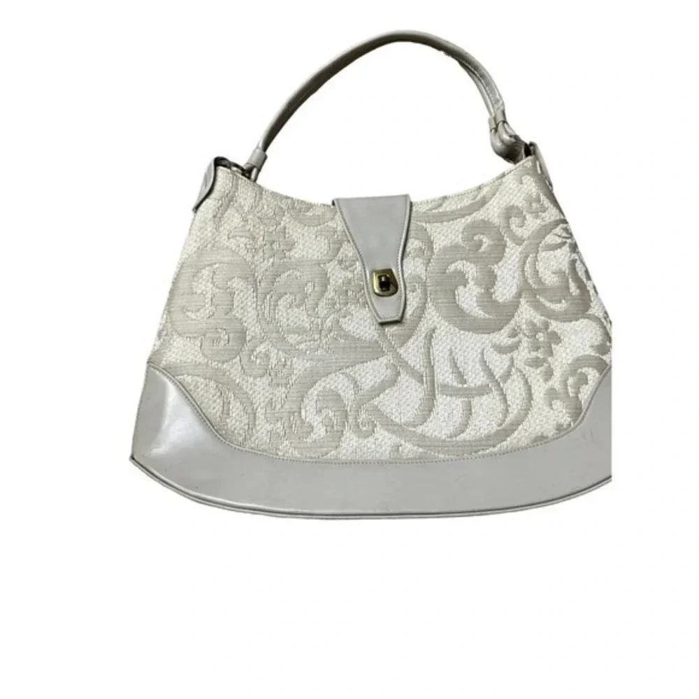 Vintage Floral Embroidered Shoulder Purse Bag Handbag‎ White One Size - Picture 2 of 4